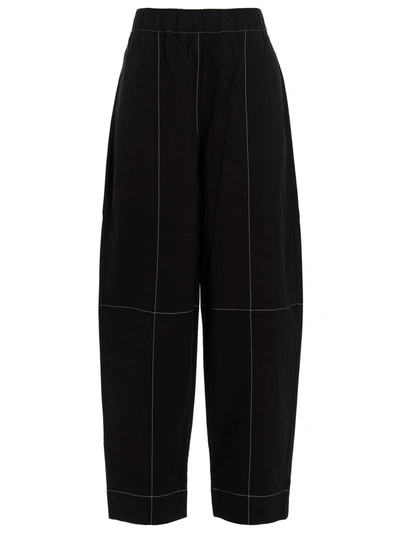 Ganni Elasticated Curve Trousers In Black