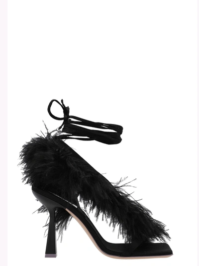 Sebastian 'feather Wrap' Sandals In Black