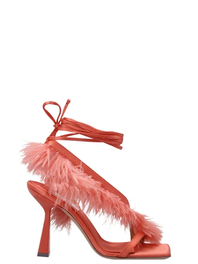 Sebastian 'feather Wrap' Sandals In Orange