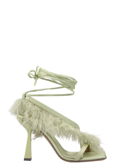 Sebastian 'feather Wrap' Sandals In Green