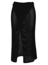 Andreädamo Fishnet Knit Midi Wrap Skirt With Cut-ou