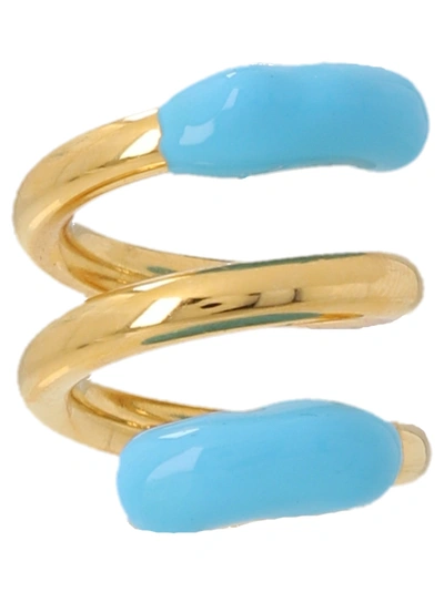 Sunnei Fusillo Double Ring In Gold Sky Blue