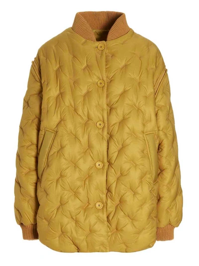 Sherpa 'gang' Reversible Bomber Jacket In Yellow