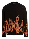 Palm Angels Graffiti Flames Distressed Sweatshirt