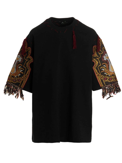 Etro Georgia Tassel-trim Cotton T-shirt In Black