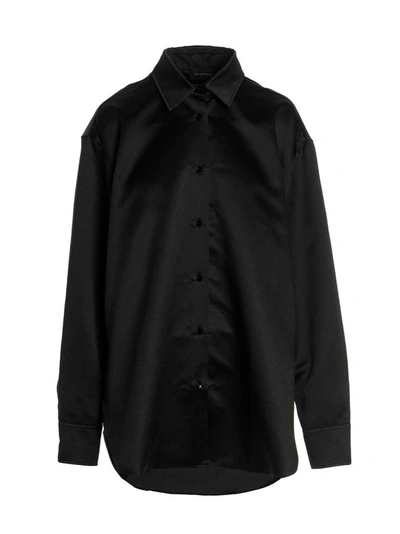 The Andamane Black Oversize Shirt Satin With Long Sleeves In Polyester Woman