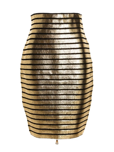 Balmain Striped Cotton-blend Bodycon Skirt In Multicolor