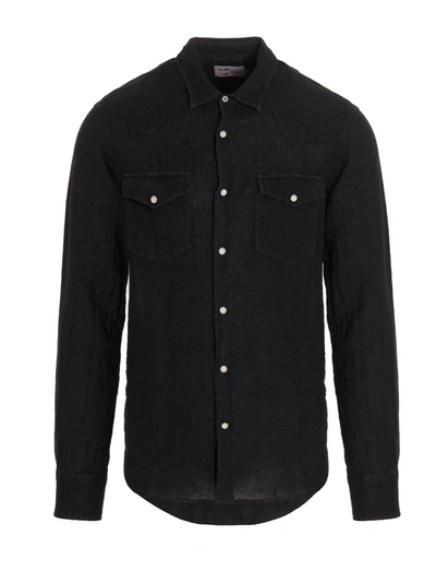Mc2 Saint Barth Man Black Linen Shirt