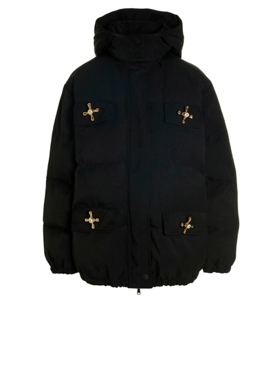 Moschino Tap-plaque Puffer Jacket In Black