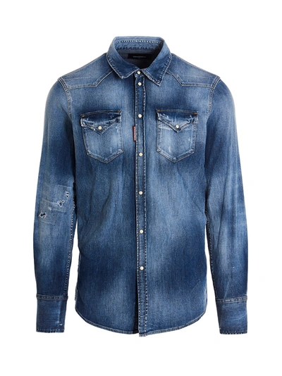 Dsquared2 Icon Western Shirt In Blue