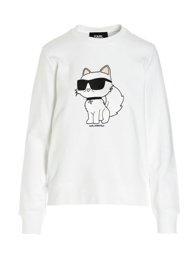 Karl Lagerfeld Ikonik 2.0 Choupette Sweatshirt In White