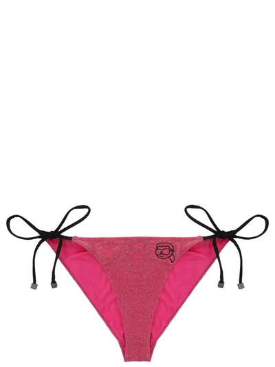 Karl Lagerfeld Ikonik 2.0 Lurex String Bikini Bottoms In Pink