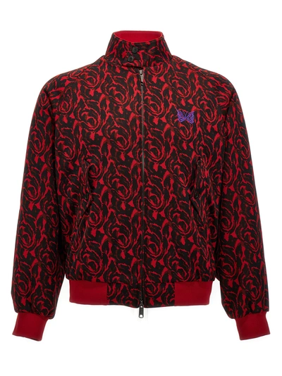 Baracuta Jacquard Needles Bomber Jacket In Red