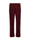 Baracuta Needles Two-tone Jacquard Pants With Butterfly Embroidery In Red