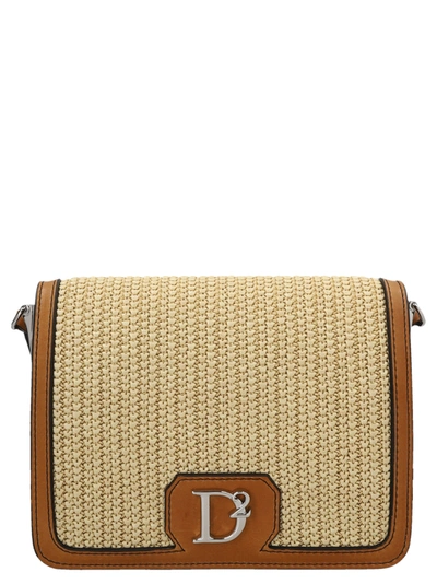 Dsquared2 Jungle Rafia Crossbody Bag In Beige