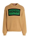 Kenzo Logo Intarsia Crew Neck Jumper In Beige