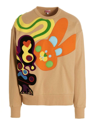 Kenzo Appliqué-detail Sweatshirt In Beige