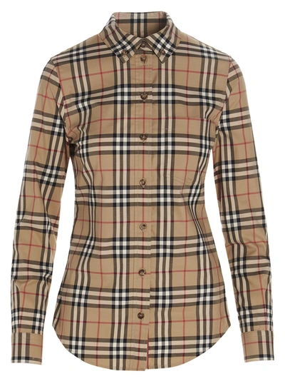 Burberry Lapwing Checked Stretch Poplin Shirt In Multicolor