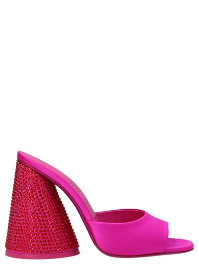 Attico Luz Embellished Satin Mules In Pink