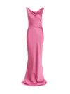 Norma Kamali Maria Draped Satin Gown In Candy Pink
