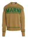 Marni Brown Embroidered Logo Cotton Sweater