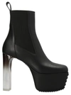 Rick Owens Minimal Grill Beatle Leather Platform Ankle Boots