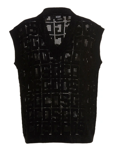 Gcds 'monogram Macramè' Vest In Black