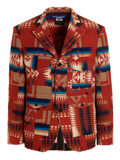 Junya Watanabe Native Pendleton Single Breast Jacket In Multicolor