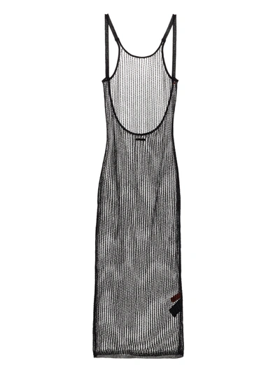 Heron Preston Net Knit Sl Long Dress In Black