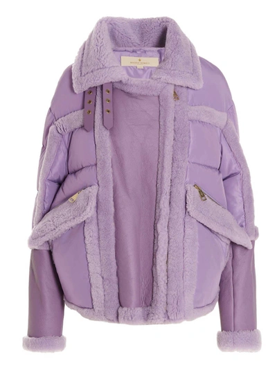 Nicole Benisti Shearling Cropped Puffer Jacket In Púrpura