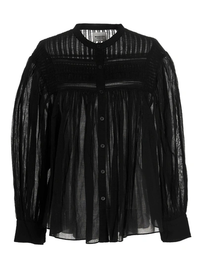Marant Etoile Plalia Oversized Cotton Blouse In Black