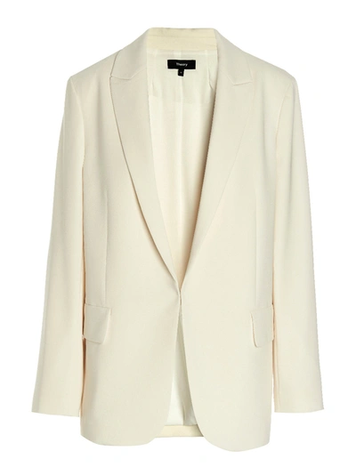 Theory Off-white Relaxed Blazer In Ivory