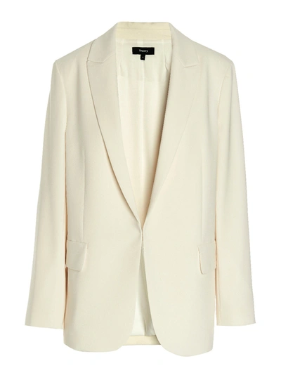 Theory Off-white Relaxed Blazer In Rice