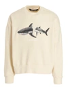 Palm Angels Shark Motif Crew Neck Sweatshirt