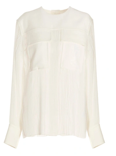 Proenza Schouler Sheer Pleated Flou Blous In White