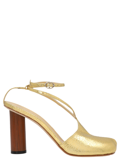 A.w.a.k.e. Christine Asymmetric Sandals In Gold