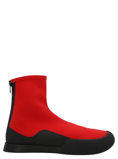 The Row Zippered Short Boots In Red