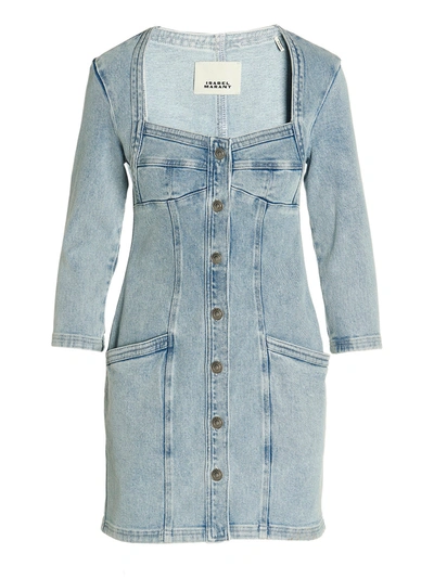 Isabel Marant Vona Denim Minidress In Blue