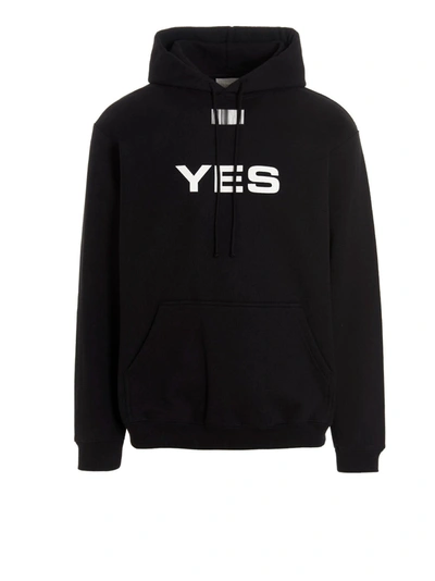 Vtmnts Yes No Cotton-blend Hoodie In Black,white