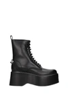 DSQUARED2 ANKLE BOOTS COMBAT LEATHER BLACK