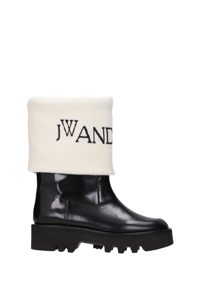 Jw Anderson Ankle Boots Leather Black White