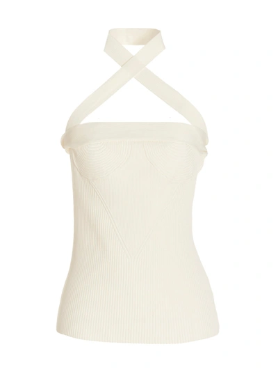 Proenza Schouler Asymmetrical Shoulder Strap Sweater Top In White