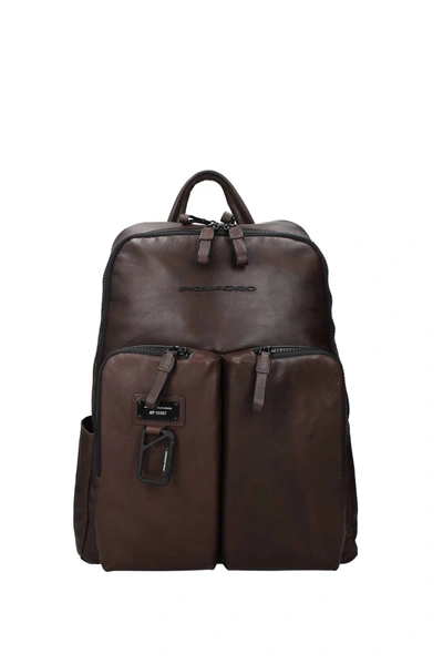 Piquadro Backpack And Bumbags Leather Brown Dark Brown