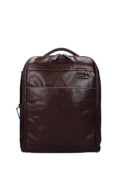 Piquadro Backpack And Bumbags Leather Brown Mahogany