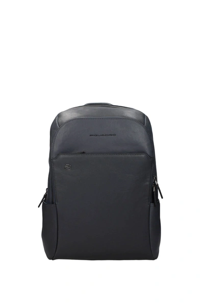 Piquadro Backpack And Bumbags Leather Gray Graphite Blue