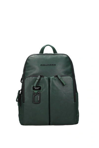 Piquadro Backpack And Bumbags Leather Green Bottle Green