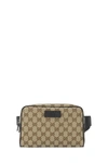GUCCI BELT BAG WITH BROWN GG FABRIC AND LEATHER