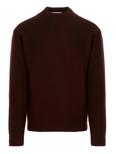 Jil Sander Boiled Wool Sweater In Bordeaux