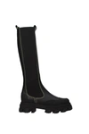 GANNI BOOTS LEATHER BLACK BUTTERCUP