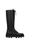 Moncler Vail Leather Lace-up Knee Boots
